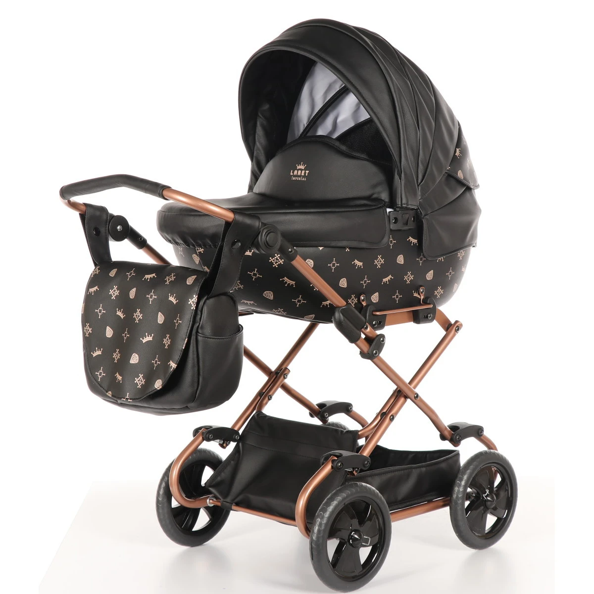 Tako Mini Imperial Black/Rose Poppen Kinderwagen Incl. Tas 04 2 Tako Mini Imperial Black/Rose Poppen Kinderwagen Incl. Tas 04 - Afbeelding 2