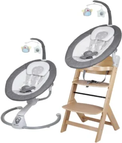 Babygo Homey Set Grey/Nature Babyschommel En Kinderstoel 19021
