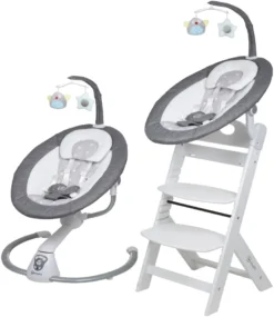 Babygo Homey Set Grey/White Babyschommel En Kinderstoel 19024