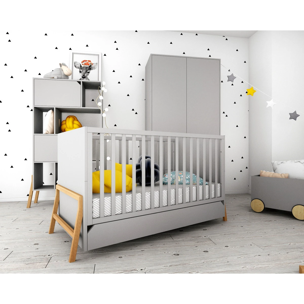 Bellamy Lotta Grey Babykamer: Ledikant/Juniorbed, Commode Met 6 Lades En 2-Deurskast 13 Bellamy Lotta Grey Babykamer: Ledikant/Juniorbed, Commode Met 6 Lades En 2-Deurskast - Afbeelding 13
