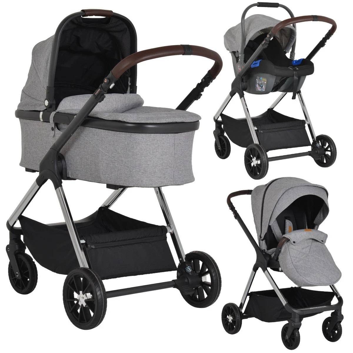 Cangaroo Empire Light Grey 3-in-1 Kinderwagen Incl. Autostoel 1 Cangaroo Empire Light Grey 3-in-1 Kinderwagen Incl. Autostoel