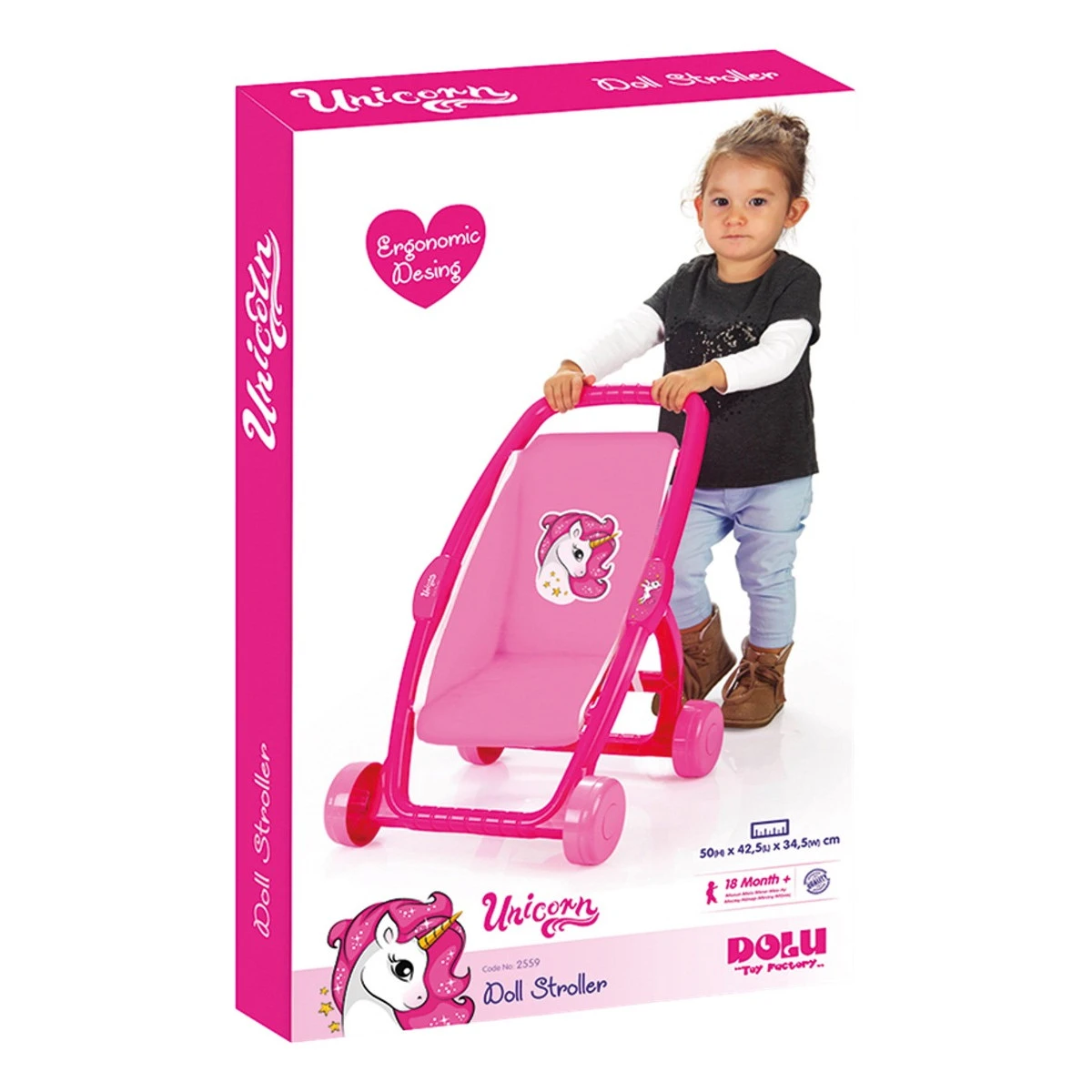 Dolu Unicorn Poppen Wandelwagen 2559 4 Dolu Unicorn Poppen Wandelwagen 2559 - Afbeelding 4