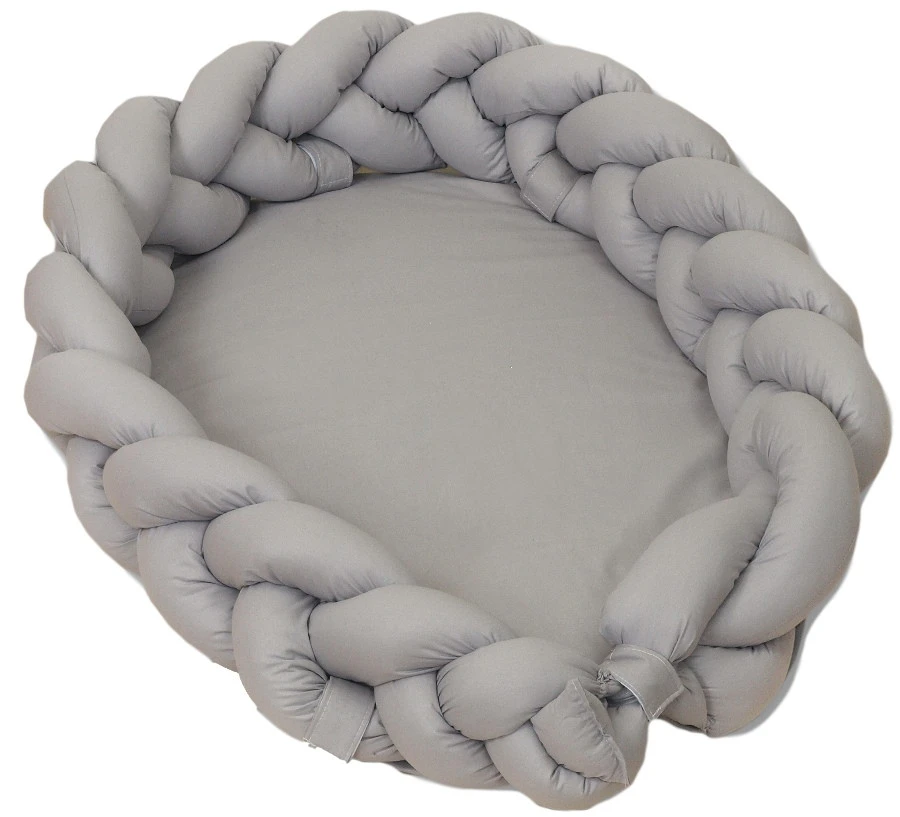 MamaLoes Amy Pure Grijs 2-in-1 Babynest En Braided Bedbumper 80661 3 MamaLoes Amy Pure Grijs 2-in-1 Babynest En Braided Bedbumper 80661 - Afbeelding 3