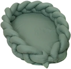 MamaLoes Amy Pure Stonegreen 2-in-1 Babynest En Braided Bedbumper 80663 -Beste Babyproducten mamaloes amy pure stonegreen 2 in 1 babynest en braided bedbumper 80663