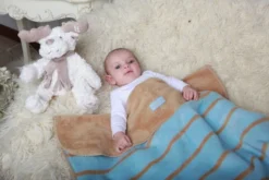 Zaffiro Grijs & Lichtroze Halve Cirkels 75 X 100 Cm Wiegdeken 40726 -Beste Babyproducten paski niebbra 4 1 1