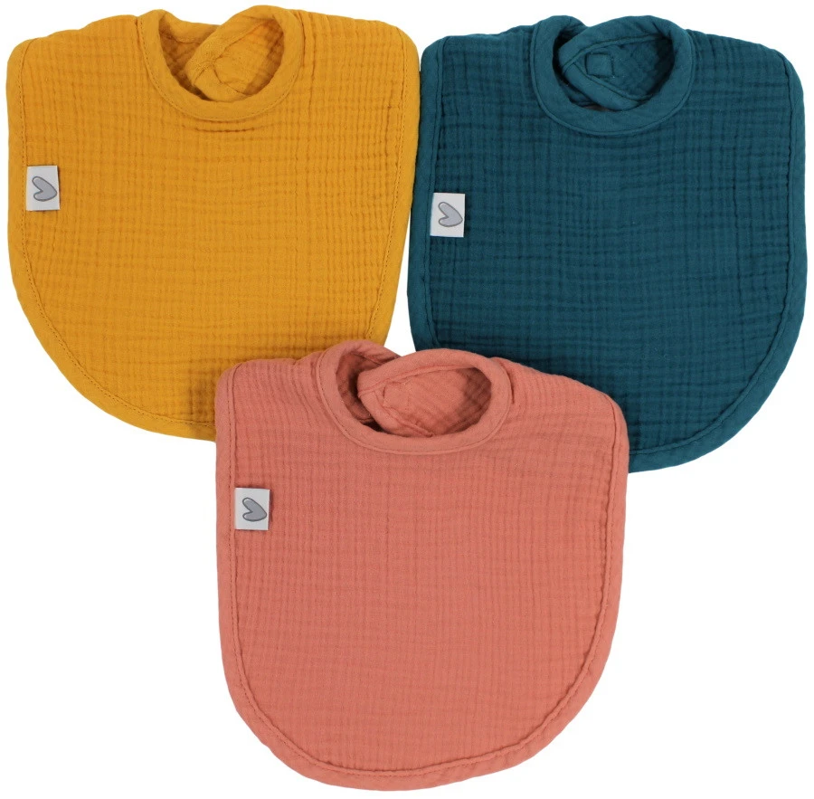 Petit Villain Hydrofiel Okergeel/Oudroze/Petrol 3 Stuks Slabber 1 Petit Villain Hydrofiel Okergeel/Oudroze/Petrol 3 Stuks Slabber